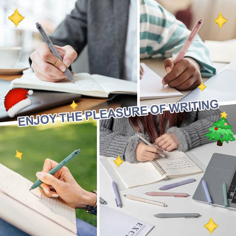 People using Gel Pen Set With 0.5mm Fine Point Black Ink For Smooth Retractable Writing Perfect For Office And School 12 Count