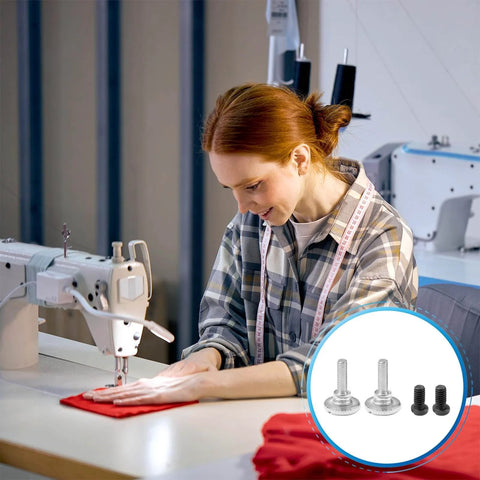 Woman sewing with Needle Clamp Set Screws With Thumb And Foot Screws For Single Needle Industrial Sewing Machines Easy Swap Hardware Kit