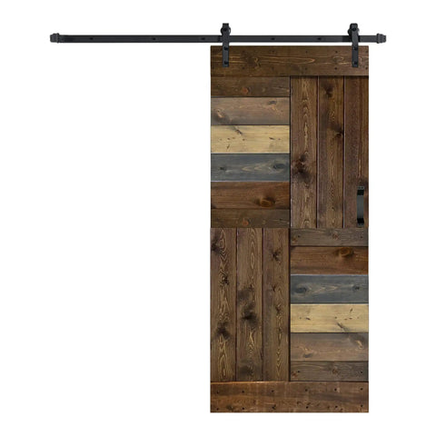 Solid Wood Sliding Barn Door 38x84 Inches With Hardware Kit Multi Color Finish DIY Assembly Required Space Saving Pantry Laundry Closet Office Door Durable Farmhouse Style