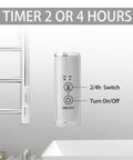 Go To Wall Mounted Towel Warmer With Built In Timer 8 Bar Heated Towel Rack Stainless Steel IP56 Waterproof Chrome Finish showing timer