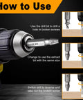 How to use Pro Grade Heavy Duty Damaged Screw Extractor Set With 65HRC HSS 6542 Material Upgraded Removal Tool Kit And 3 Twist Drill Bits