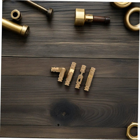 Brass Jewelry Box Hinges With Concealed Silent Opening Mechanism shown on dark wood table