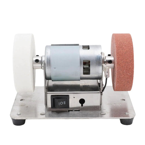 Ymiko Mini Bench Grinder With Dual Wheels 100W Electric Multi Purpose Grinding Machine for metal, wood, and jewelry finishing.