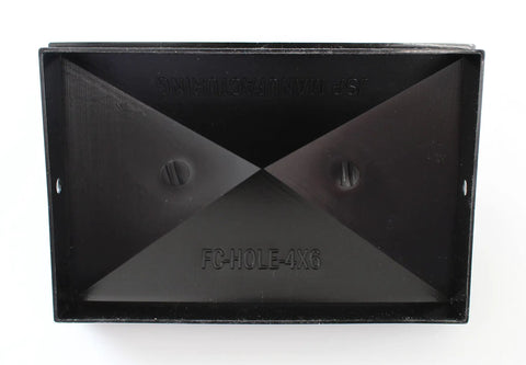 Plastic Pyramid Fence Post Caps 4x6 Nominal 3-5/8 x 5-5/8 with pre-drilled holes in black.