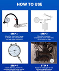Pro Grade Disc Brake Rotor Gauge For Runout And Flatness Check with usage instructions and measurement steps.