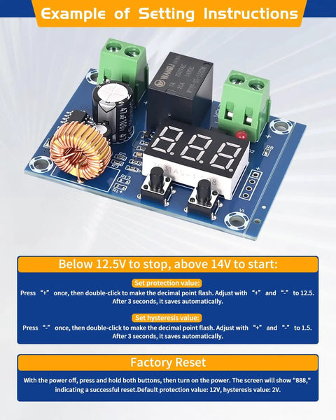 2 Pack DC Voltage Protection Module For 12 36V Batteries With Digital Low Voltage Cutoff No Nonsense Over Discharge Protection Disconnect Switch And Easy Safe Shutdown For Lead Acid And Lithium Battery Systems, blue PCB