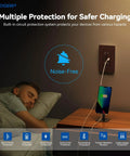 Person sleeping with phone charging on Three USB Ports Wall Outlet With Type C And USB A Fast Charge, 30W Total Output