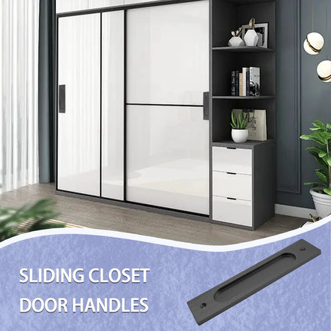 2 Pack 7 Inch Flush Pulls For Barn Doors Recessed Handle on Modern Sliding Wardrobe, Matte Black Finish