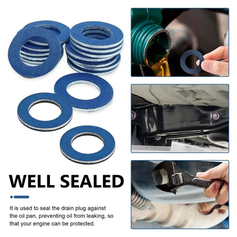 Oil Drain Plug Gasket Set 24 Pcs M12 Aluminum Crush Washers for Toyota Camry RAV4 Tacoma Lexus RX NX Scion TC XB Replacement 9043012031 Leak Proof Seals Kit, blue washers on white