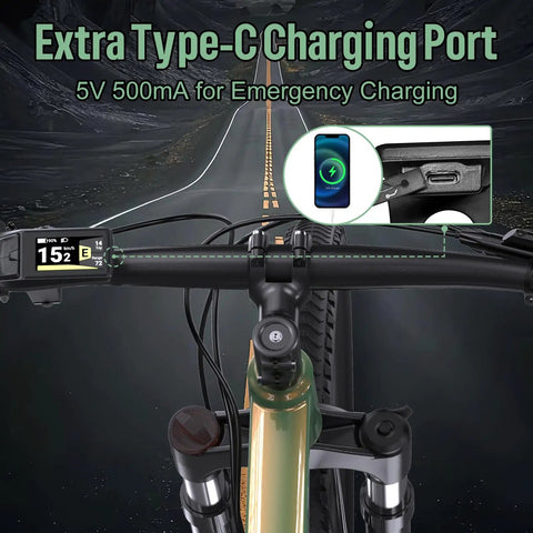 Can Protocol E Bike Display DPC080 1.9 Inch TFT Screen for Mid Drive Motors with CAN Bus 5 Pin Triangle Connector on handlebars