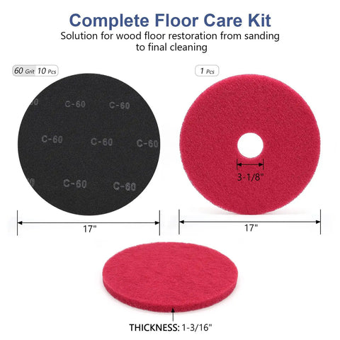 17 Inch Sanding Screen Discs For Wood Floors 60 Grit Black Silicon Carbide Mesh Sanding Screen Pack Of 10 Plus Buffer Floor Pad