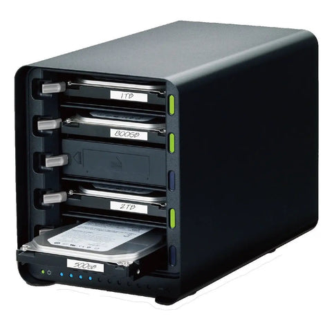 Heavy Duty Five Bay External Hard Drive Enclosure Featuring Thunderbolt 3 And Usb 3 0 Ports For Dead Simple Plug And Play Beyond Raid Storage That Really Shreds With Up To 64 Tb Capacity with five hard drive bays.