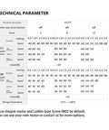 Technical specifications chart for linear rail guide with 3534 stepper motor and ladder type screw 0802, 0.02mm accuracy.