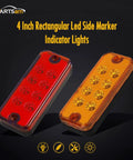 Red and amber 4 inch rectangular LED side marker clearance lights with 8 LEDs