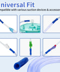 Close-up of 3-Piece 71 Inch Vacuum Suction Hose Set showing various connector options and universal fit details.