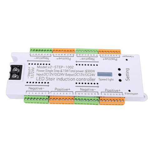 Motion Sensor LED Stair Light Controller With 32 Channel Sequential Activation And Adjustable Speed, top view