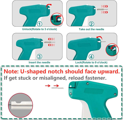 Mini Stitch Gun For Quick Clothing Repairs And Temporary Seams With 5000 Black And White Fasteners Six Extra Needles Packed In A Rugged Hard Shell Case A Total No Sweat Fix assembly instructions with needle insertion guide.