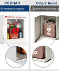 Top Shelf Steel AED Wall Mount Cabinet With Clear Front Panel For Immediate Automated External Defibrillator Access Built Tough shown with magnetic closure