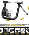 Smart Bike Trainer Stand For 26 To 29 Inch And 700C Wheels With Bluetooth 4.0 And ANT Plus Connectivity, front view with accessories