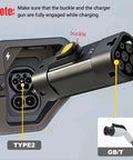 No Sweat Gb-T To Type-2 Ev Charging Adapter 32-Amp showing secure connection with vehicle Type-2 and GB/T charging ports.
