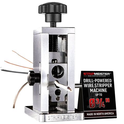 Drill Powered Wire Stripper for Copper Wire Up to Three Quarters of an Inch with Metal Body and Wire Gauge Display