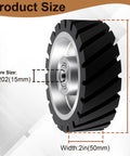 Tough 6X2 Inch Serrated Rubber Contact Wheel For Belt Grinder Machine With 6202 Bearing And 65A Hardness profile view showing size details.
