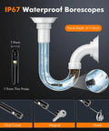 Dual Lens Borescope Endoscope Camera With Light 1920P HD Inspection Tool With Eight Plus One LED Lights IP67 Waterproof For Android iPhone iPad Handy Go To Workhorse For Car Maintenance And Home Repairs, 7.9mm probe