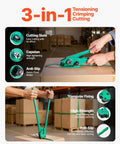 Heavy Duty Banding Strapping Kit With Sealer Tool And Gloves, 1500 Ft PET Strapping in use on boxes for warehouse