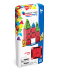 Packaging of the Travel Magnetic Construction Set With 26 MicroMAGS Tiles, Bold Color Block Building On The Go, Storage Tin