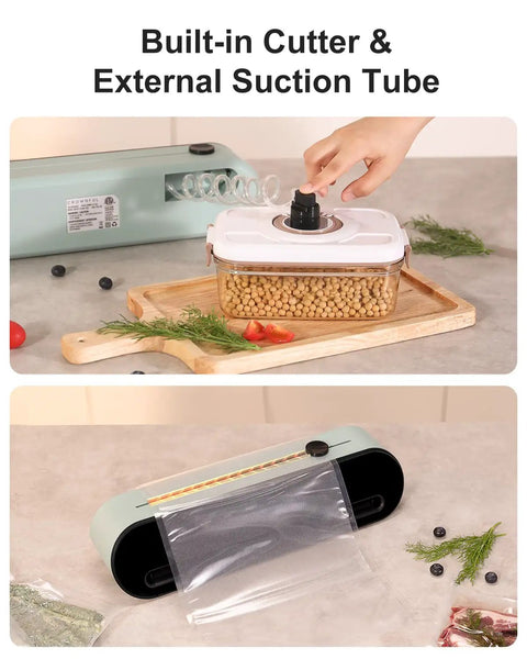 Automatic Vacuum Sealer Machine With One Touch Operation Keeps Your Grub Fresh For Weeks Dry And Moist Mode Settings Built In Cutter External Hose Port Removable Drip Tray Kitchen Workhorse