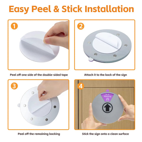 Installation guide for Door Sign With Rotating Privacy Indicator Do Not Disturb Please Knock Out Of Office In A Meeting