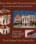 Vintage European Grand Theater Building Set With Crystal Chandelier, Transparent Dome And Expandable Street Scenes model