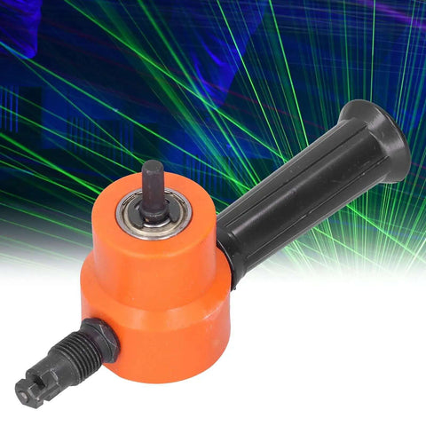 Double Head Nibbler For Sheet Metal With ABS Dual Cutter Heads on colorful backdrop, ideal for burr-free cuts in metal projects.