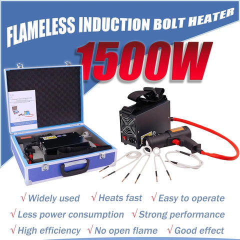 Heavy Duty Induction Heater Workhorse With Four Swappable Coils For Quick Bolt And Bearing Removal Smooth Grip And Travel Case Built Ridiculously Tough For Daily Garage Grind 1500W 110V in portable case.