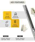 Heavy Duty Aluminum Window Channel Balance for Residential Windows, 29 Inch Length, 9/16 Inch Width, 1/2 Inch Depth, Supports 16-23 Lbs Sash, Top Guide 1-1/4 Inch, Bottom Guide 1 Inch, Replacement Window Hardware, with guides