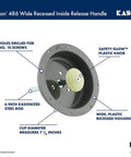 Wide Recessed Inside Release Handle With 6-Inch Length For 56 And 5656 Latches showing kasonized steel rod and safety-glow knob.