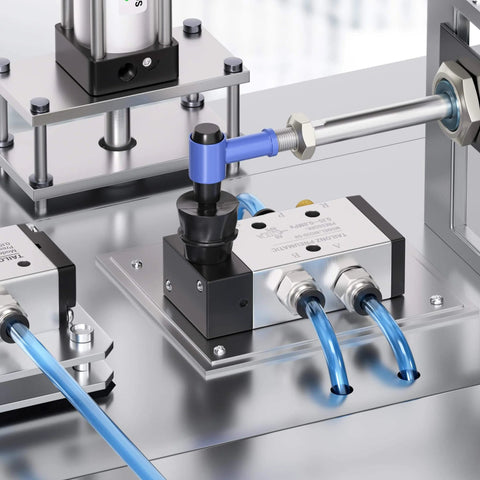 5 Way 2 Position Hand Pull Pneumatic Valve With 1 Quarter Inch NPT Ports, Manual Lever Operated Air Control For Pneumatic Systems