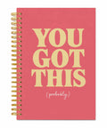 Inspirational Gifts Spiral Notebook 5.5 By 8.3 Inches With Durable Cover featuring 'You Got This' on pink background.