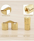Hidden Barrel Hinge With Gold Finish Brass Hardware For Flip Top Lids And Furniture Doors Inside Mounted 180 Degree Pivot For Full Cabinet Access
