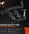 Beefed Up 9 Piece Front Suspension Kit With Upper And Lower Ball Joints And Drag Link For Ford F 250 Super Duty And F 350 Super Duty 2005 To 2010 4WD Only Includes Front Left And Right Components steel steering parts