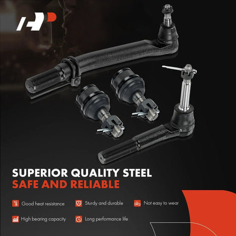 Beefed Up 9 Piece Front Suspension Kit With Upper And Lower Ball Joints And Drag Link For Ford F 250 Super Duty And F 350 Super Duty 2005 To 2010 4WD Only Includes Front Left And Right Components steel steering parts