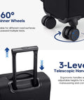 Softside Expandable Carry On Luggage 22 Inch By 14 Inch By 9 Inch Airline Approved 20 Inch Wheeled Suitcase With TSA Lock wheels handle