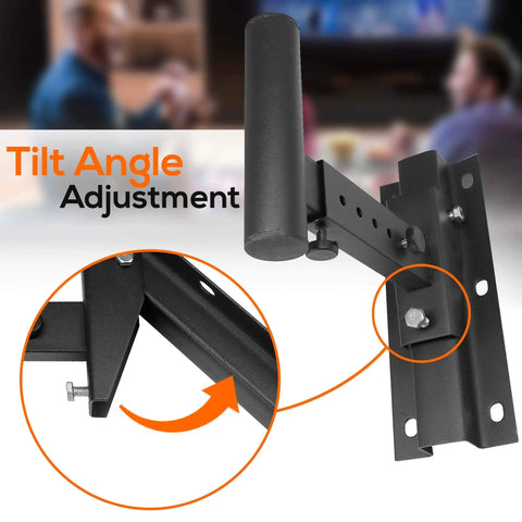Close-up of tilt angle adjustment on 90 To 30 Degree Tilt And Rotation Adjustable Dual Universal Wall Mount Speaker Bracket.