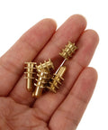 Copper Pin Hardware Set For Table Leaves And Dowel Fasteners, Lifetime Table Parts, Easy Assembly, DIY Friendly Cabinet Hardware, Spare Replacement Pins And Table Hardware For Woodworking Projects, brass pins in hand