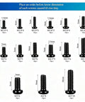 750 Pieces Black Mini Screw Assortment Kit M1.4 To M3 Phillips Pan Head Carbon Steel Fasteners for electronics, various sizes.