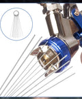 Nine Piece Carburetor Cleaning Tool Kit With Stainless Steel Needles, Nylon Brushes and Hooks in use on welding torch