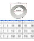 Ten Piece Bucket Pin Shim Kit For Excavators And Skid Steers, Fits 30 To 120 mm Pin Diameter, 1 2 3 5 mm Thick Shims, Tightens Loose Joints, Keeps Dust Out, Extends Grease Intervals, Beefed-Up Steel Construction; dimension chart
