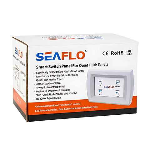 Product packaging for Smart Switch Panel For Quiet Flush Marine Toilets With One-Touch Control, Flush-Mount 12V/24V Panel