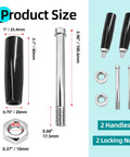Revolving Crank Handle Latche M10 Trailer Jack Replacement Two Piece With Nuts, product size dimensions in stainless steel.