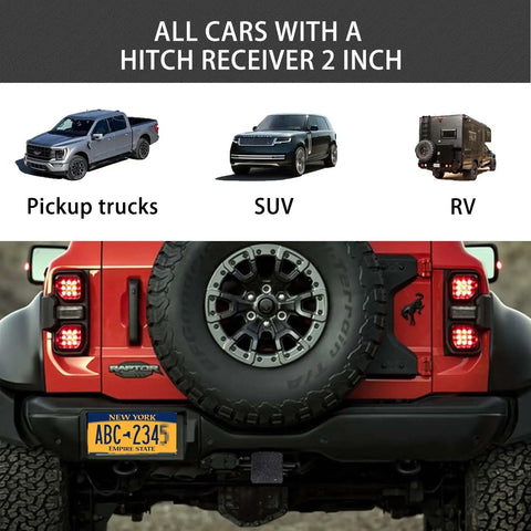 Diagram showing pickup trucks, SUV, and RV with Black Rhinestone Trailer Hitch Cover for 2 Inch Receivers in use